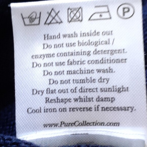 Pure Collection Silk Cashmere Tonal Stripe Midi Skirt Navy Blue Size M - Picture 9 of 10